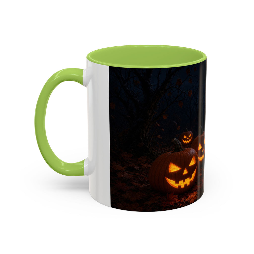 Halloween Black Cat Accent Coffee Mug — Spooky Jack-o'-Lantern Night (Customizable)