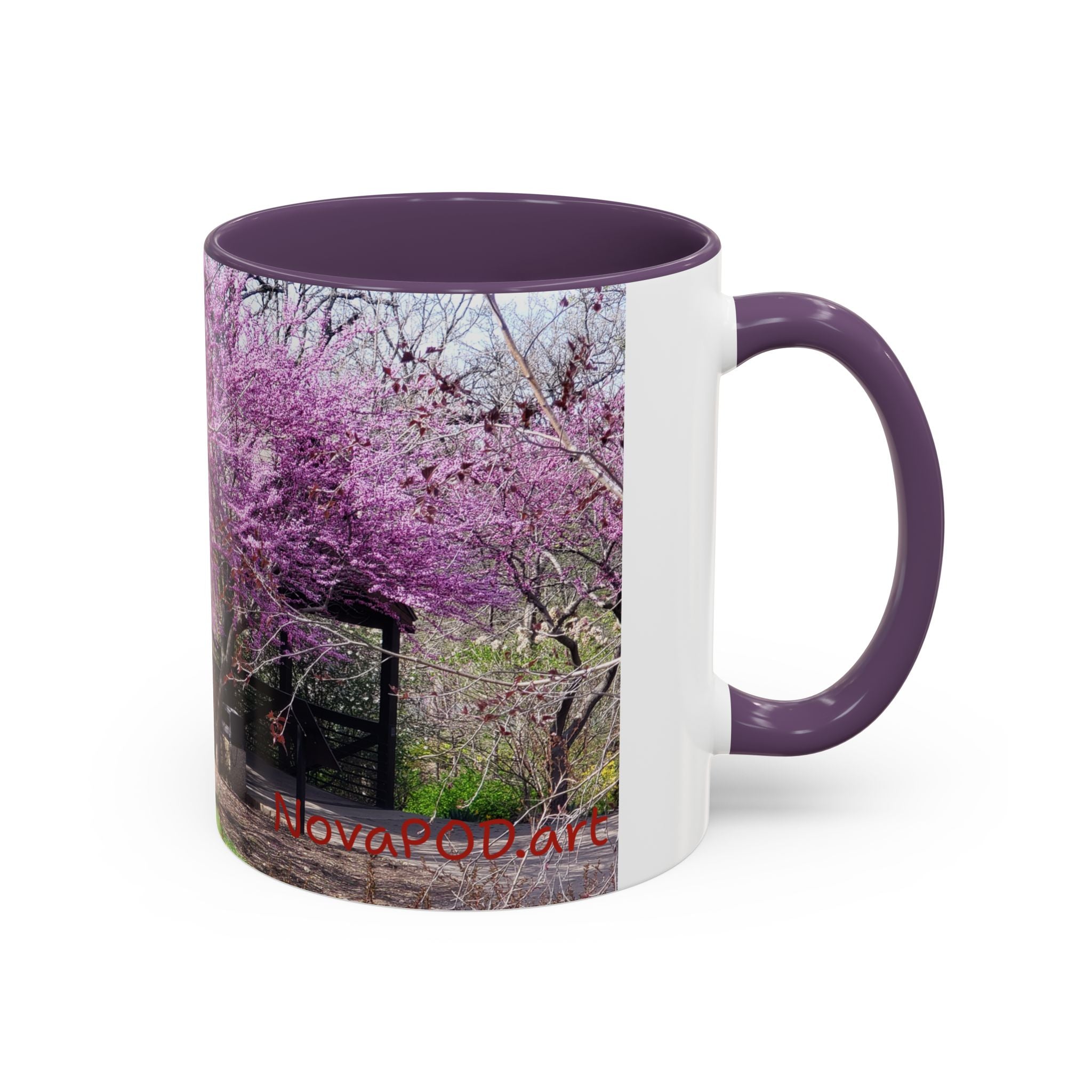 Spring Blossom Accent Coffee Mug – Pink Redbud Trees Photo Design (11/15 oz)