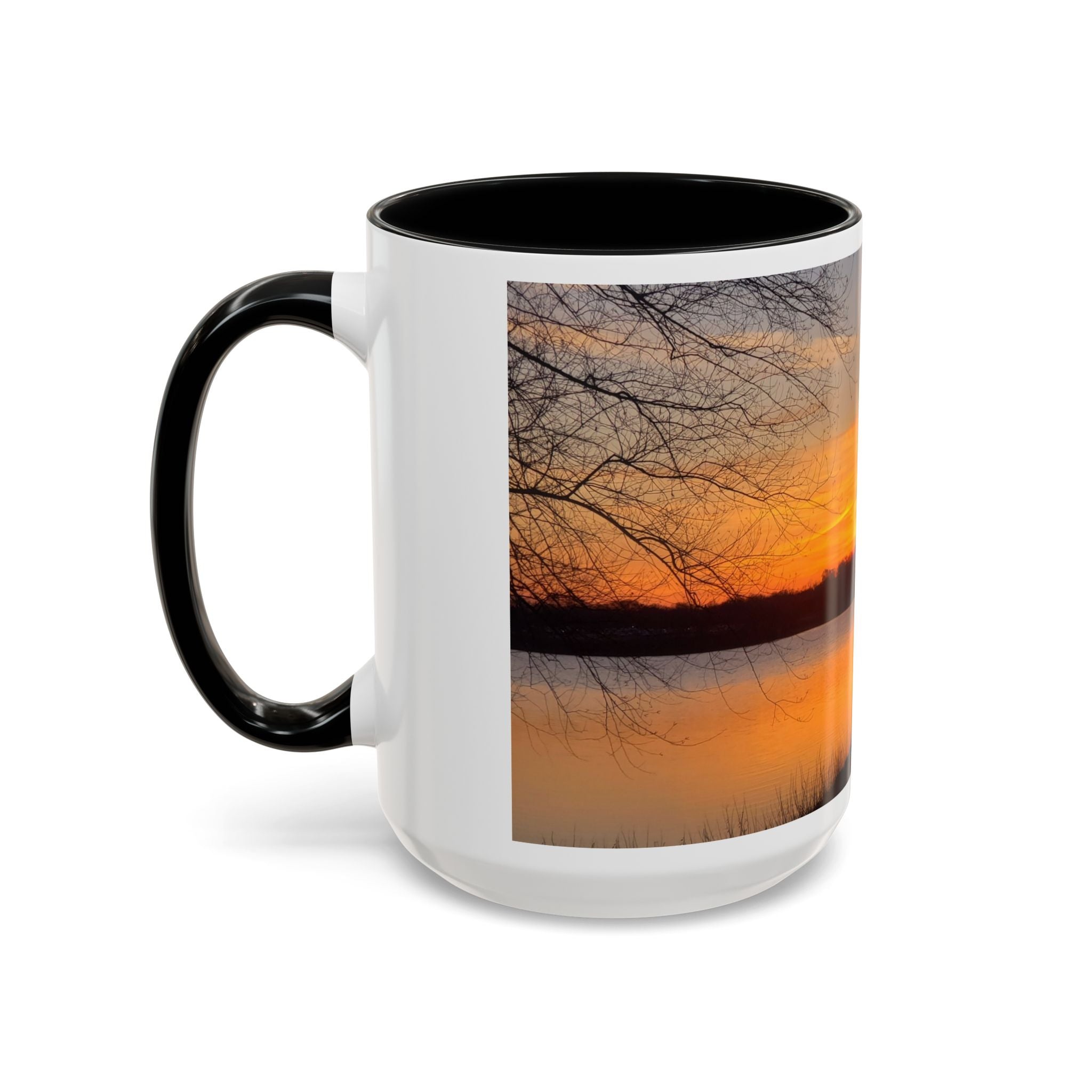 Sunrise Lake Accent Coffee Mug — Scenic Sunrise/Sunset Photography Mug