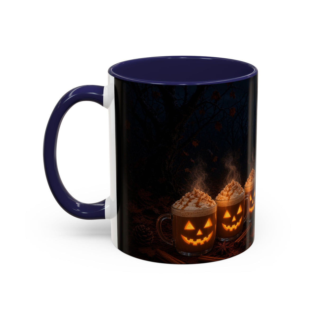 Halloween Black Cat Coffee Mug — Pumpkin Spice Jack-O’-Lantern Latte Accent Mug (11/15 oz)