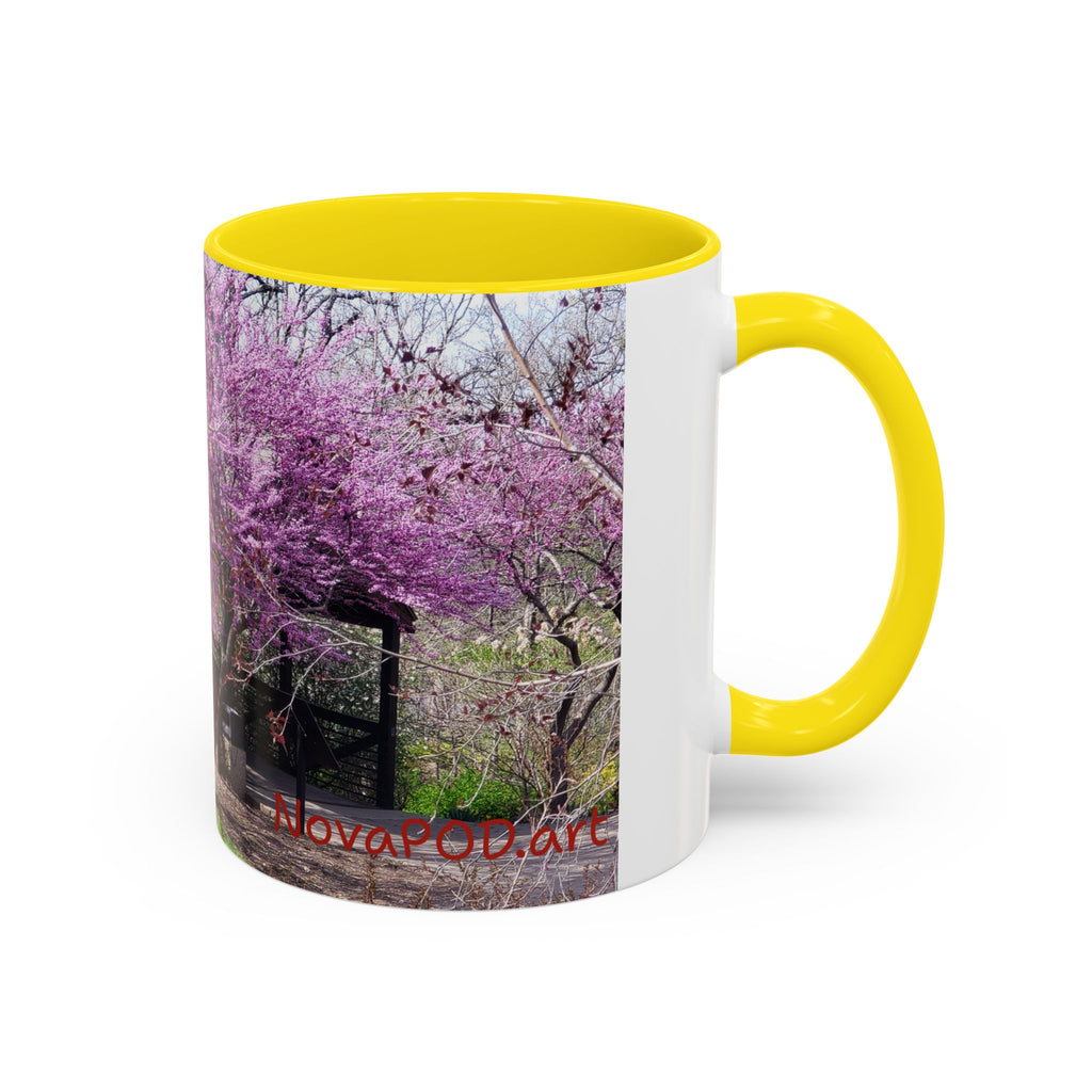 Spring Blossom Accent Coffee Mug – Pink Redbud Trees Photo Design (11/15 oz)