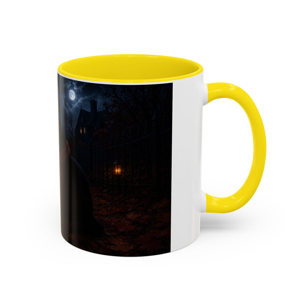 Halloween Black Cat Coffee Mug with Pumpkin Spice Jack-o’-Lanterns – Spooky Autumn Night Accent Mug