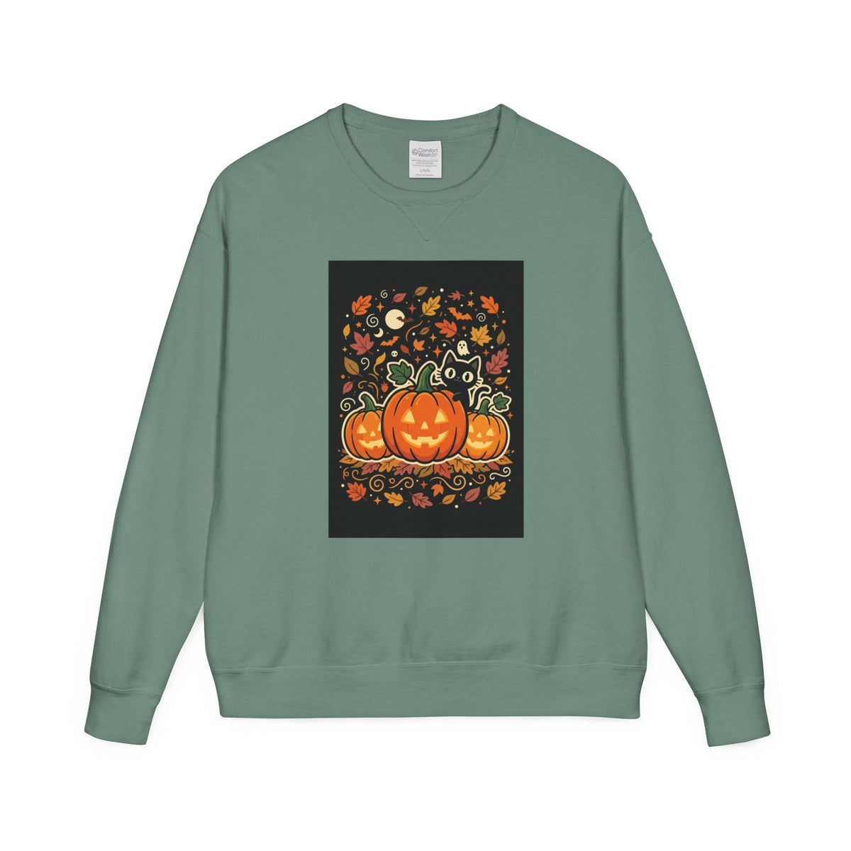 Halloween Pumpkin Crewneck Sweatshirt — Jack-O'-Lantern Fall Graphic
