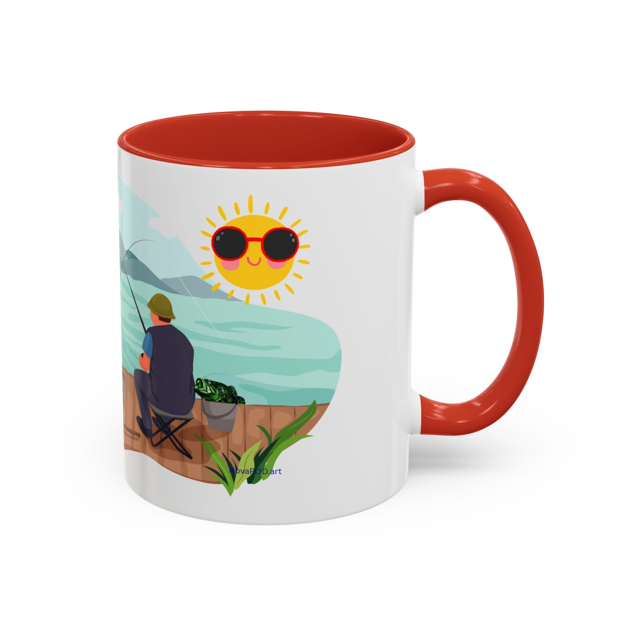 Dilley 300 Fishing Friends Coffee Mug — Cute Sunny Lake Scene Accent Mug (11/15 oz)