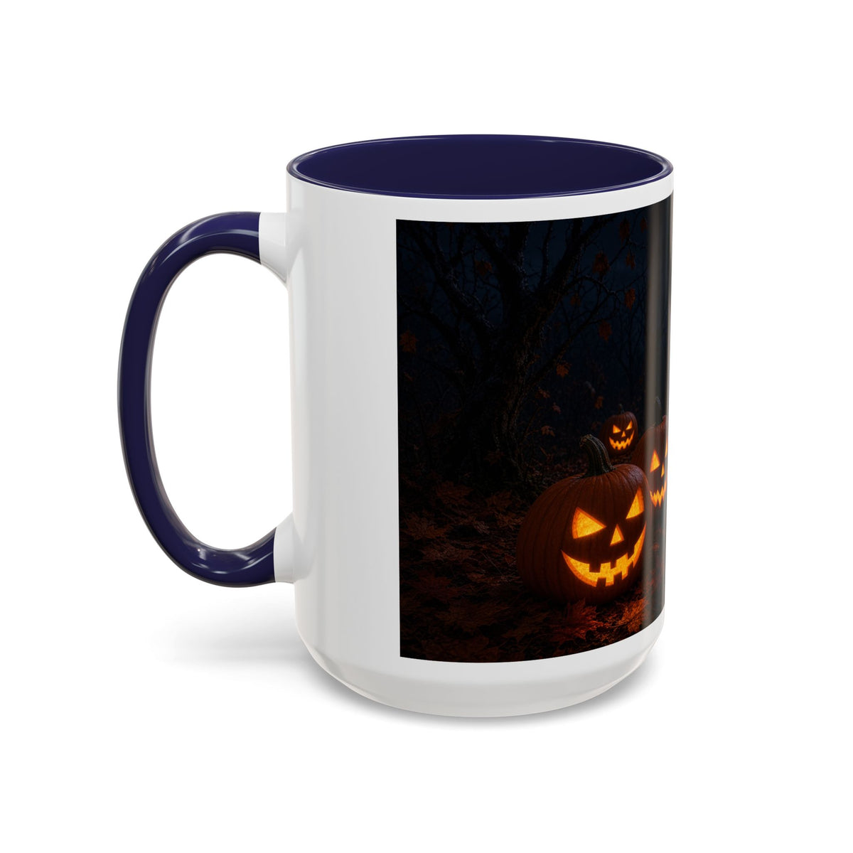 Halloween Black Cat Accent Coffee Mug — Spooky Jack-o'-Lantern Night (Customizable)