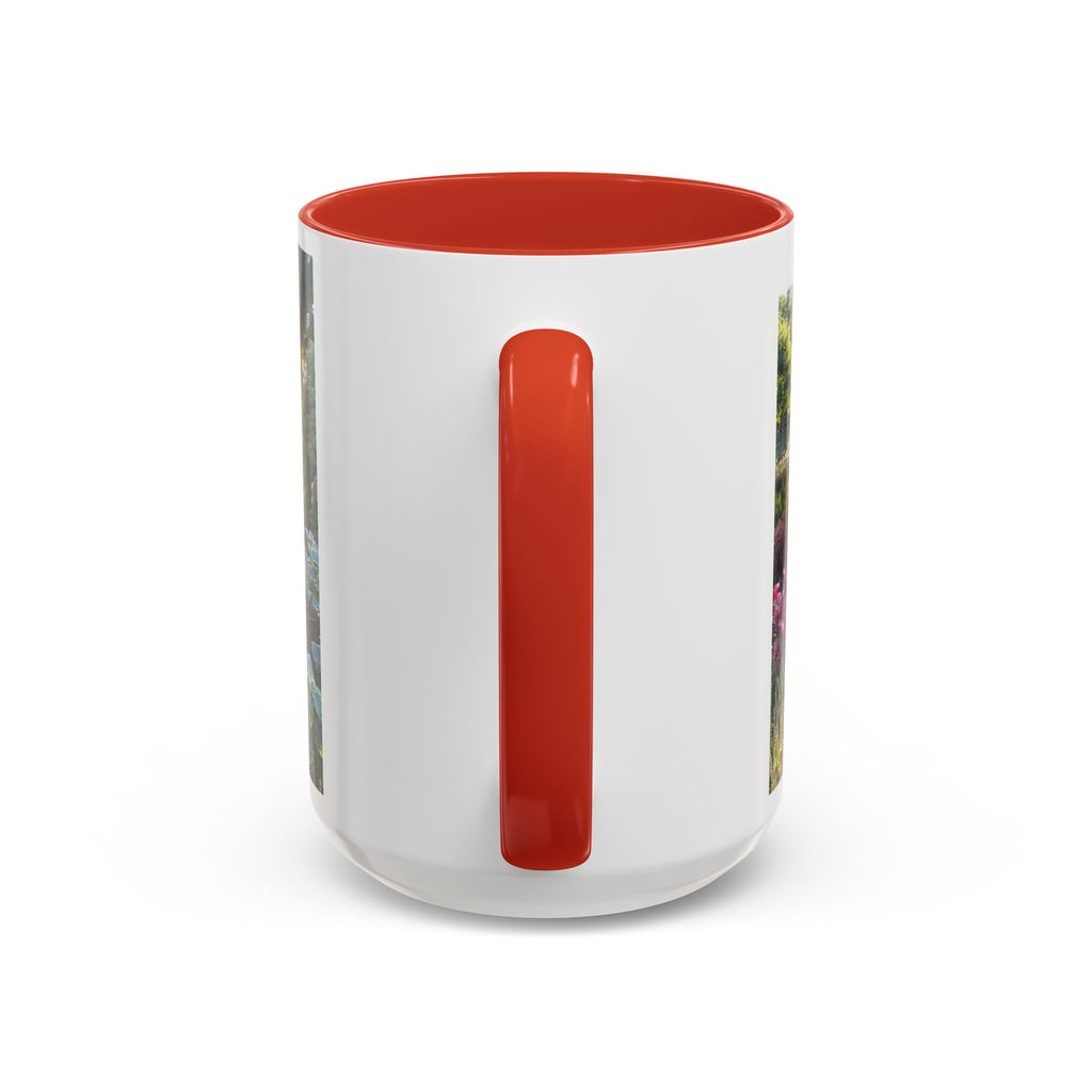Garden Pond Accent Coffee Mug – Scenic Floral Landscape 11/15oz
