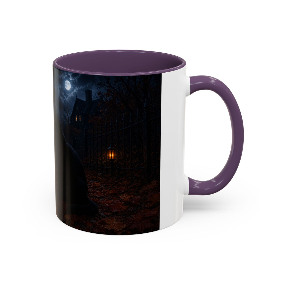 Halloween Black Cat Accent Coffee Mug — Spooky Jack-o'-Lantern Night (Customizable)