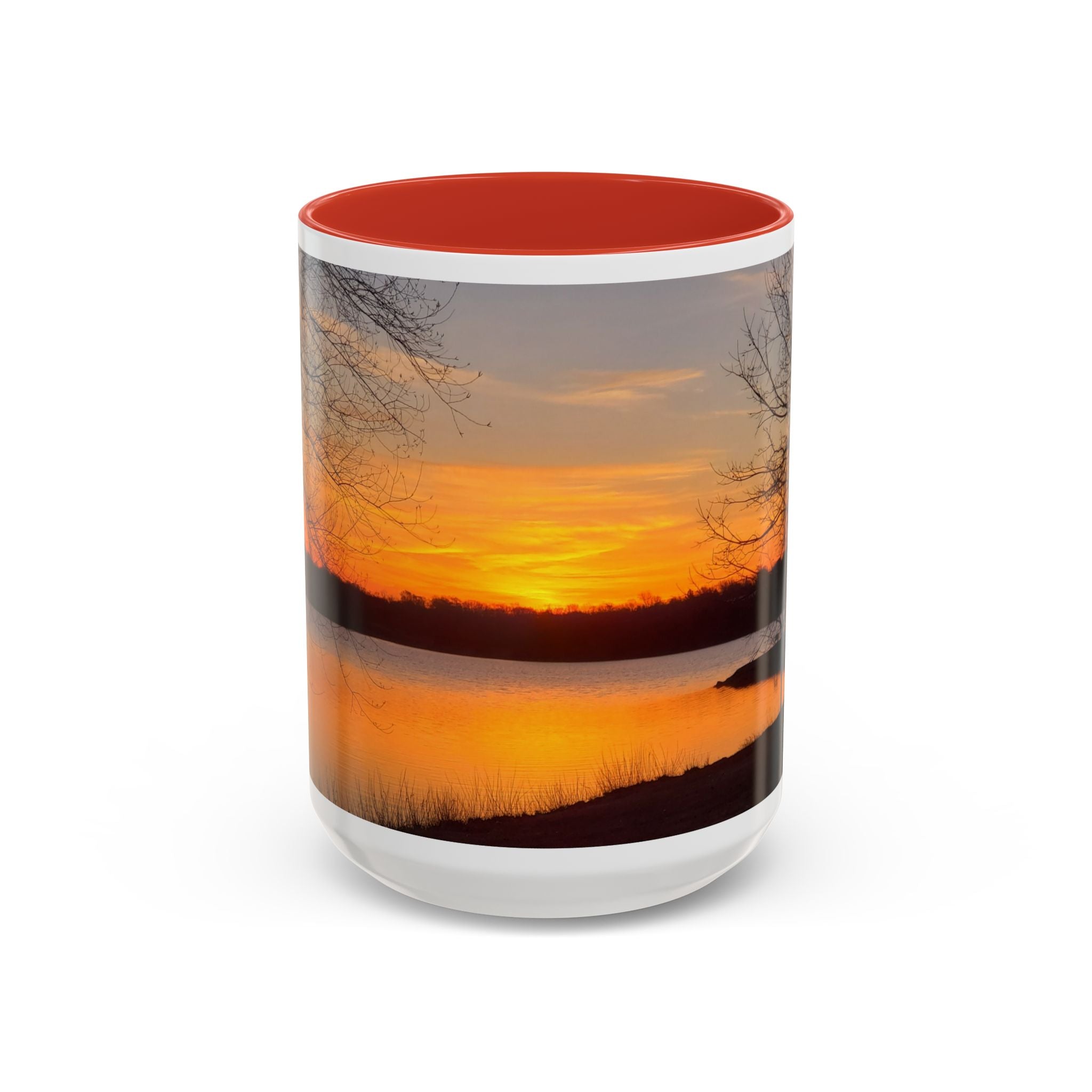 Sunrise Lake Accent Coffee Mug — Scenic Sunrise/Sunset Photography Mug