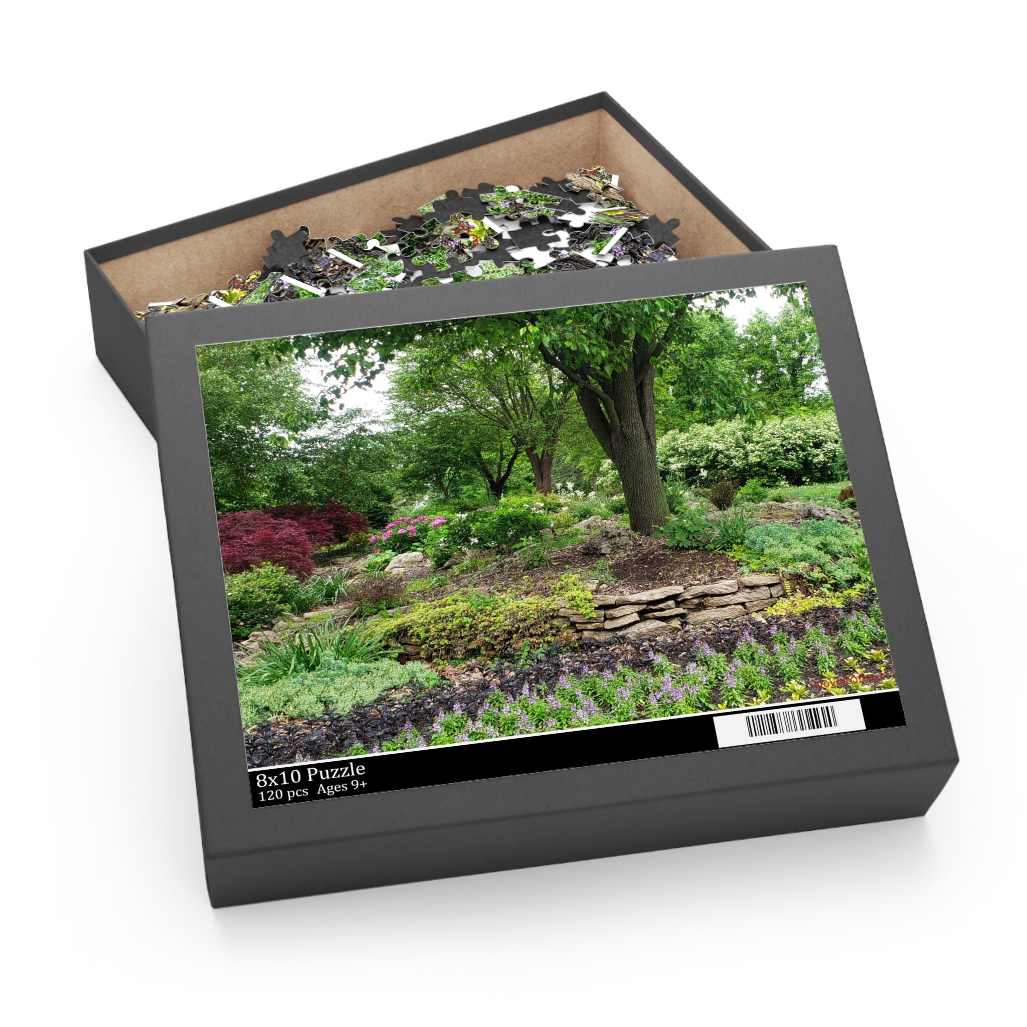 Garden Serenity Puzzle — 120/252/500-Piece Jigsaw of Lush Tree & Stone Garden