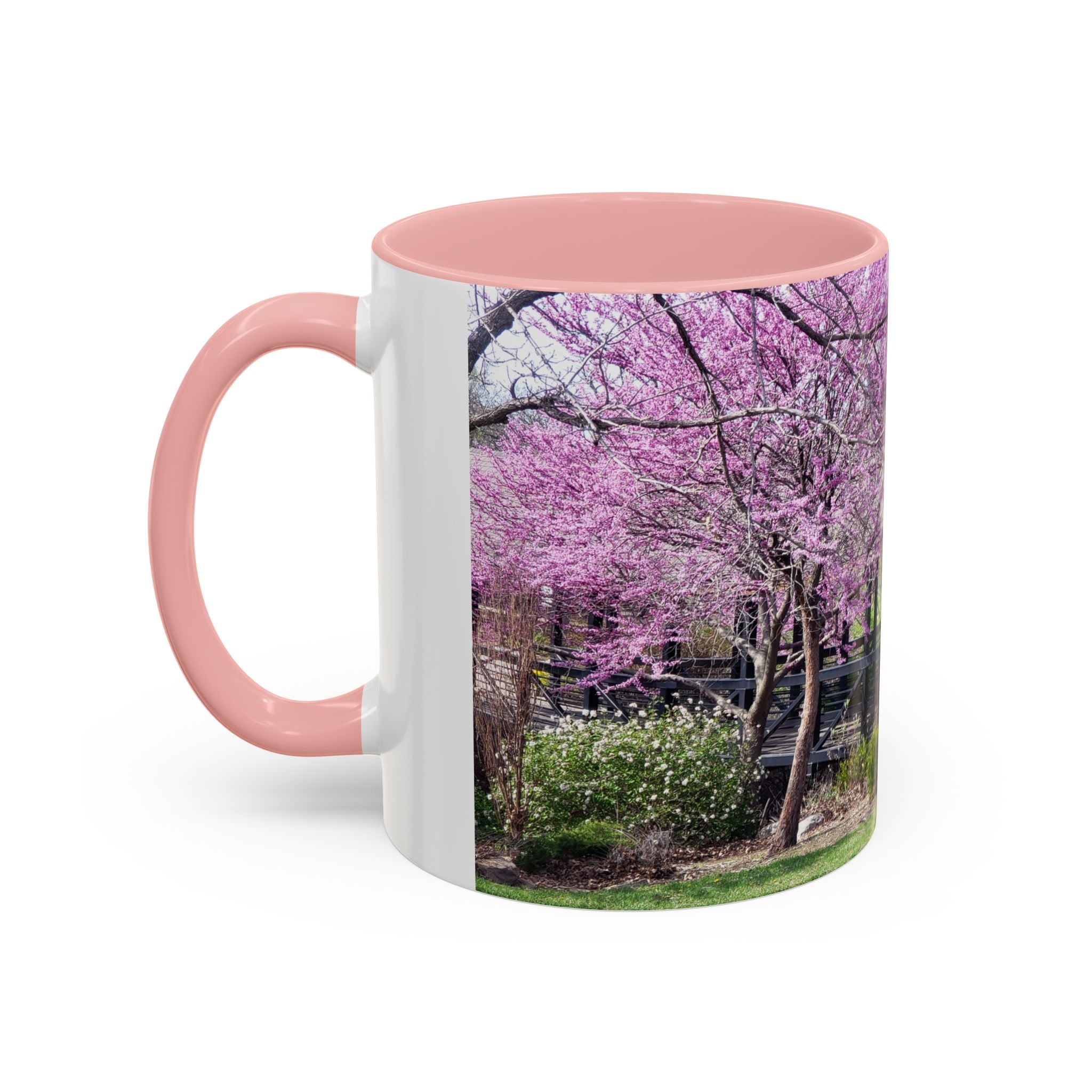 Spring Blossom Accent Coffee Mug – Pink Redbud Trees Photo Design (11/15 oz)