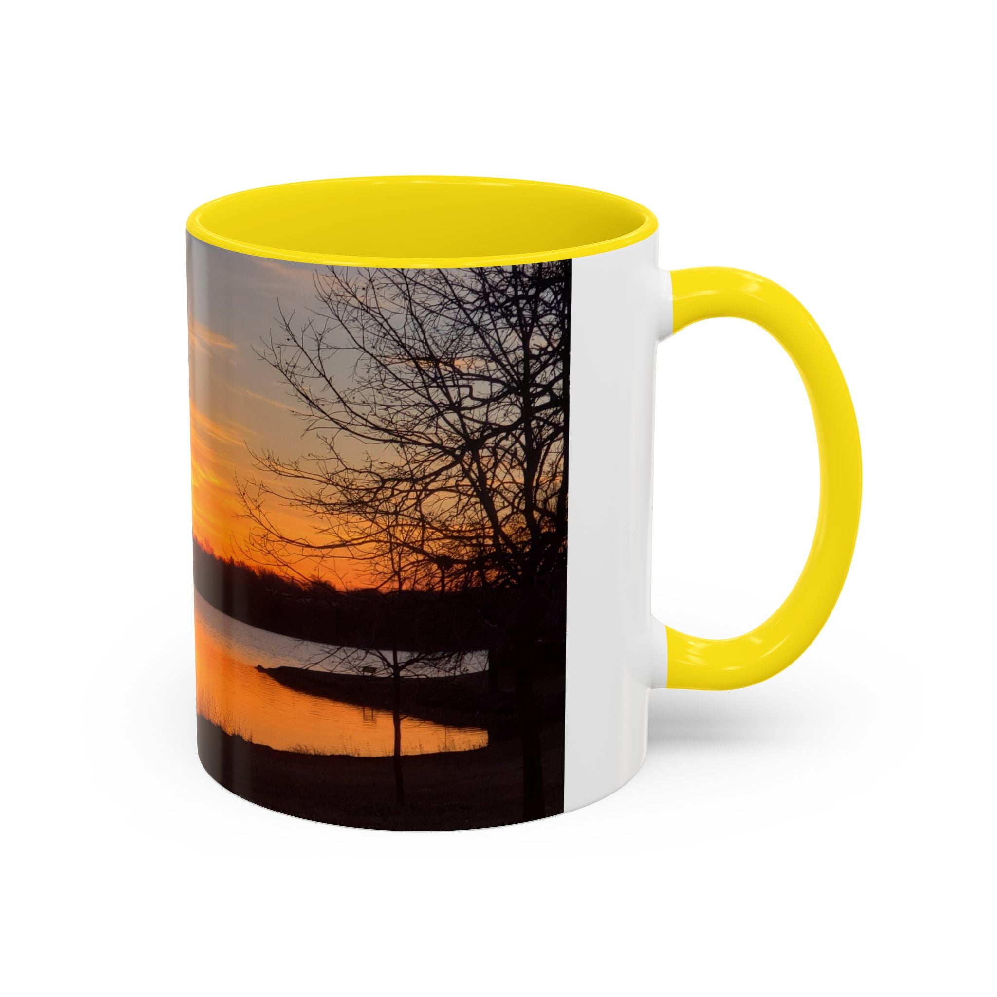 Sunrise Lake Accent Coffee Mug — Scenic Sunrise/Sunset Photography Mug