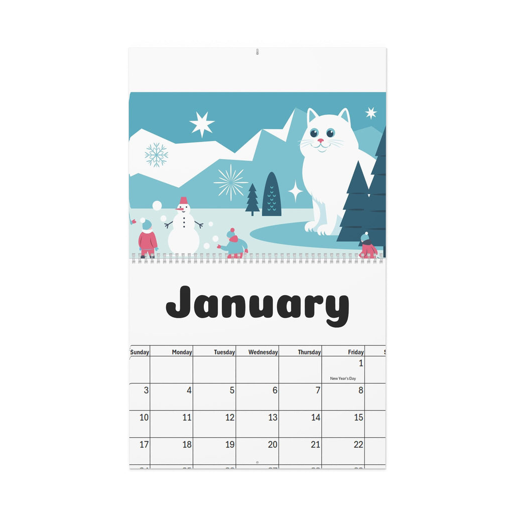 Cat Wall Calendar — Cute Seasonal Cat Illustrations