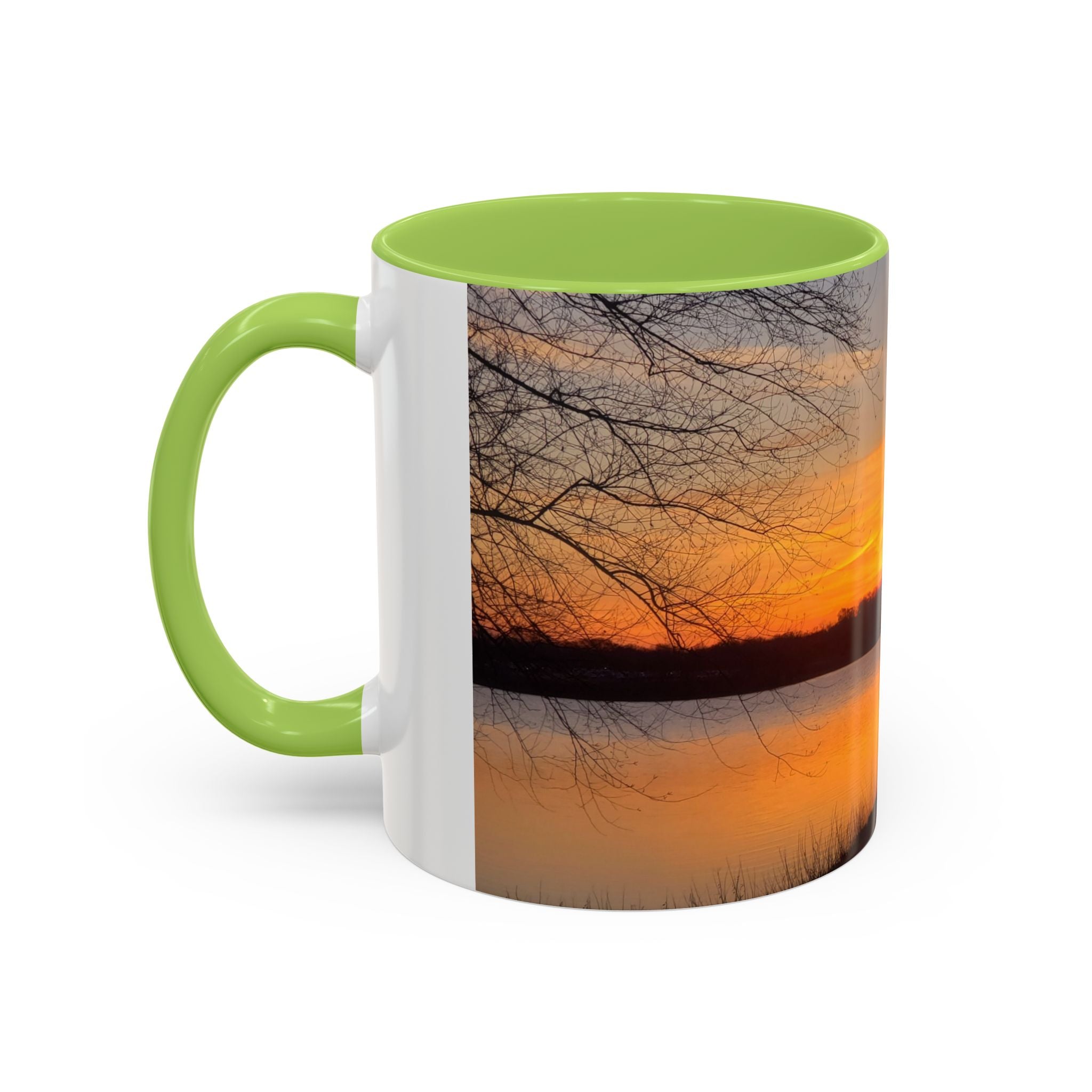 Sunrise Lake Accent Coffee Mug — Scenic Sunrise/Sunset Photography Mug