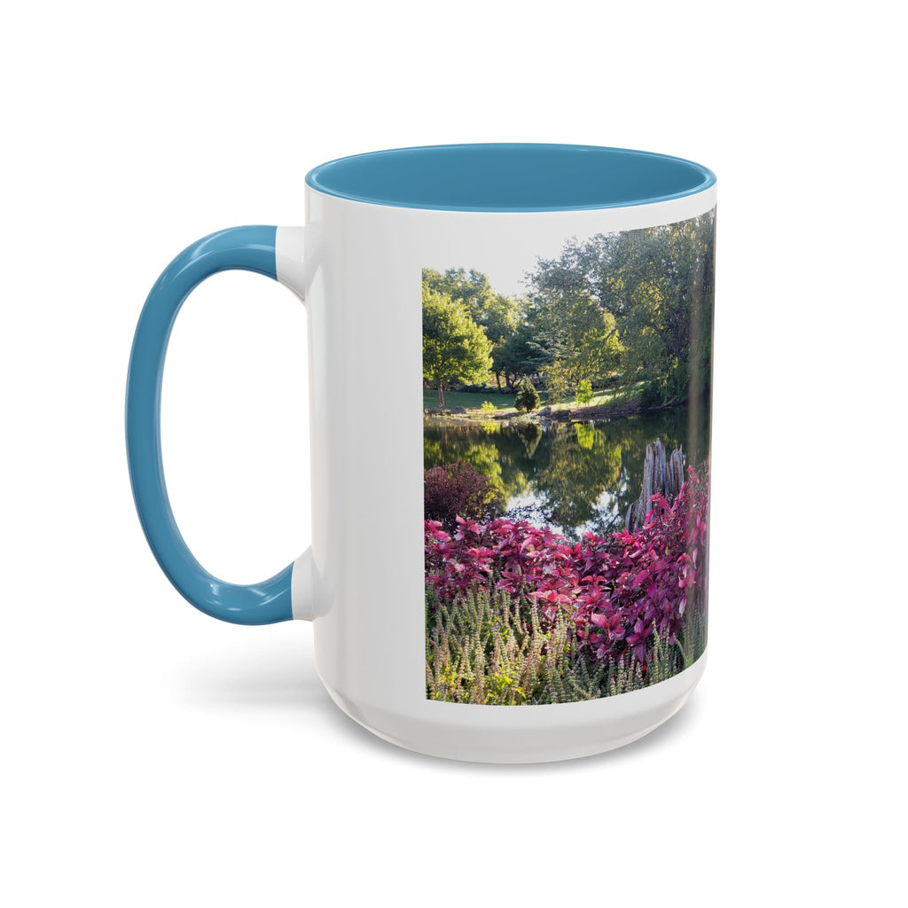 Garden Pond Accent Coffee Mug – Scenic Floral Landscape 11/15oz