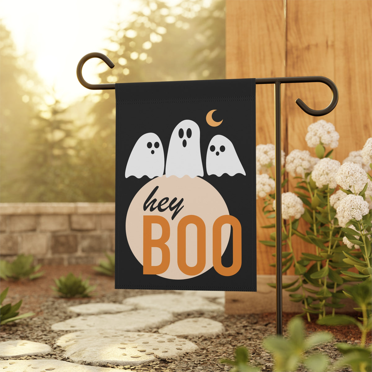 Hey Boo Halloween Garden Flag