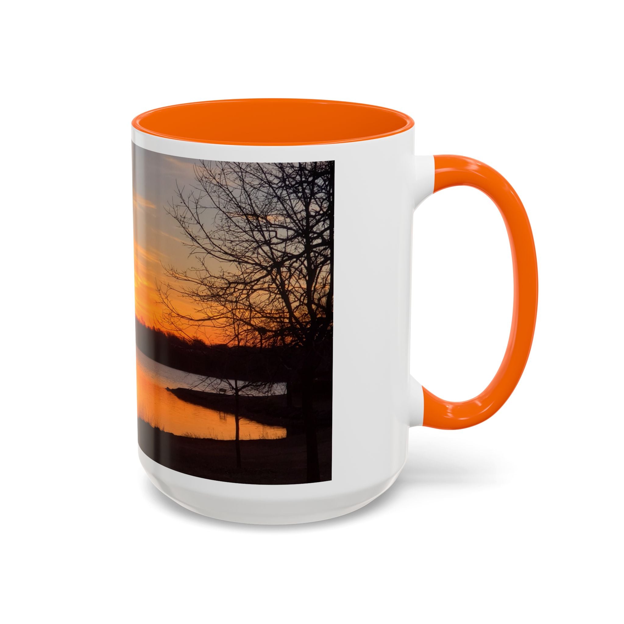 Sunrise Lake Accent Coffee Mug — Scenic Sunrise/Sunset Photography Mug