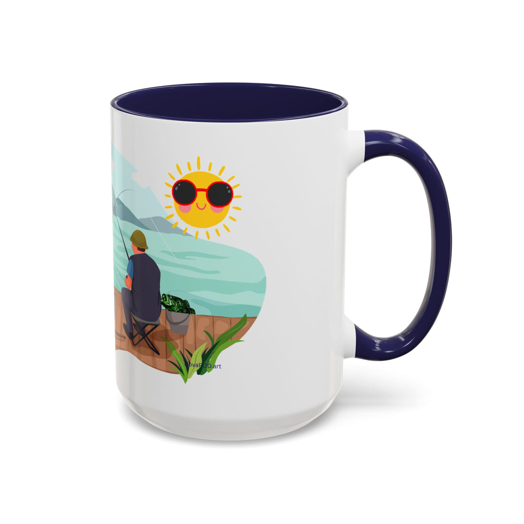 Dilley 300 Fishing Friends Coffee Mug — Cute Sunny Lake Scene Accent Mug (11/15 oz)