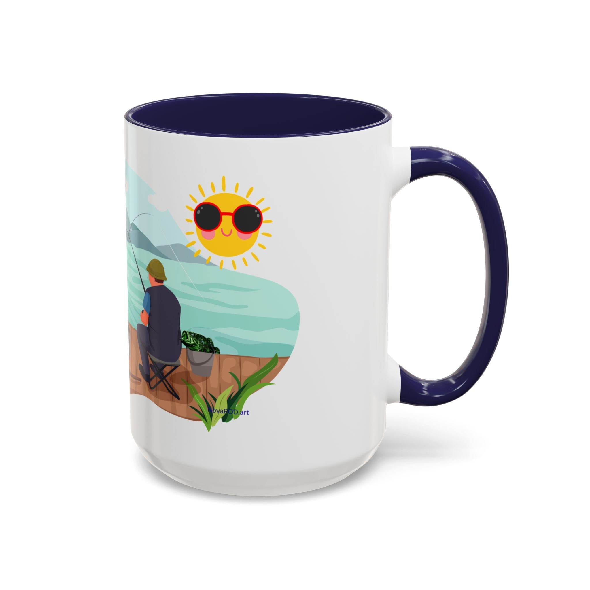 Dilley 300 Fishing Friends Coffee Mug — Cute Sunny Lake Scene Accent Mug (11/15 oz)