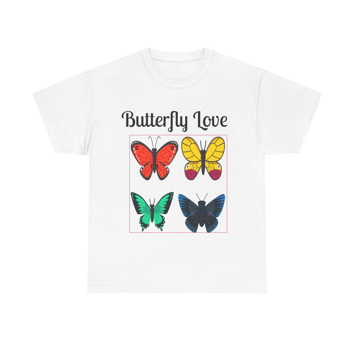 Customizable Butterfly Love T-Shirt — Colorful Four-Butterfly Graphic Tee