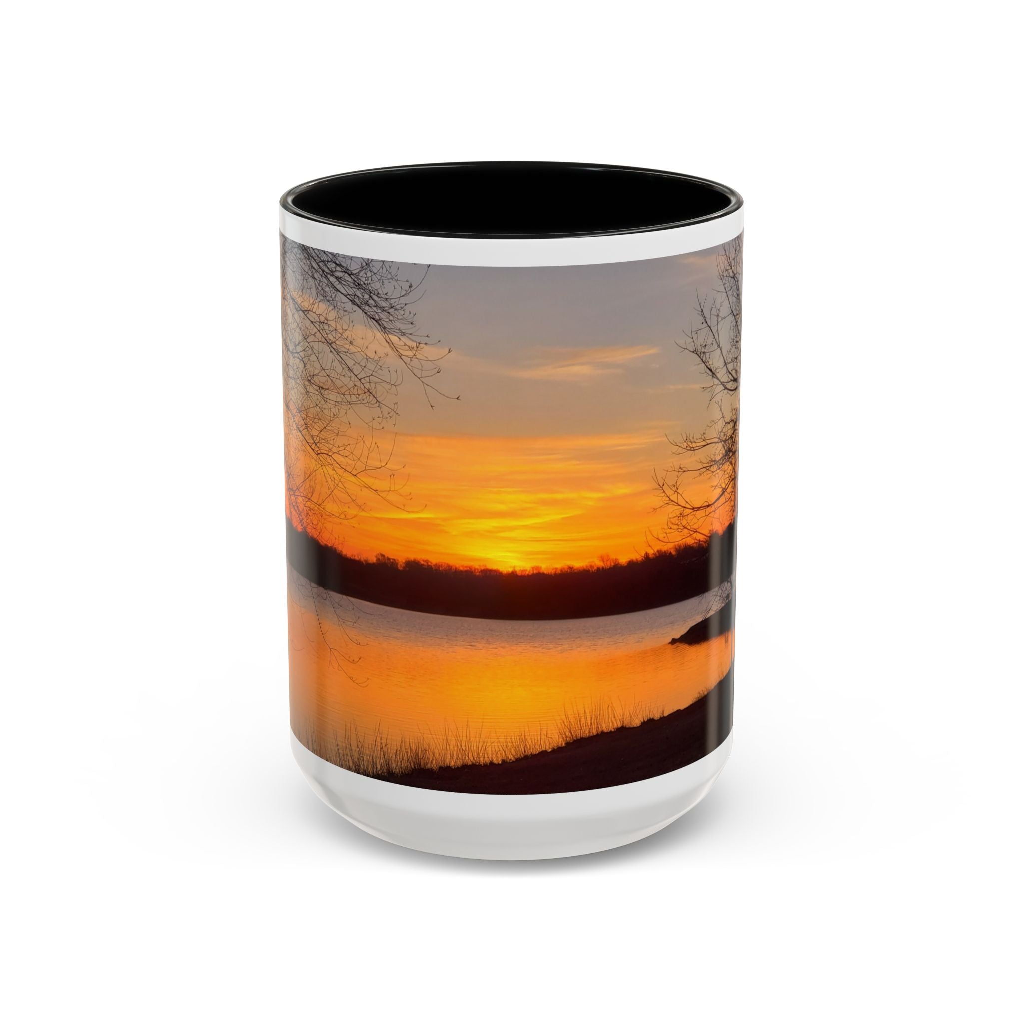 Sunrise Lake Accent Coffee Mug — Scenic Sunrise/Sunset Photography Mug