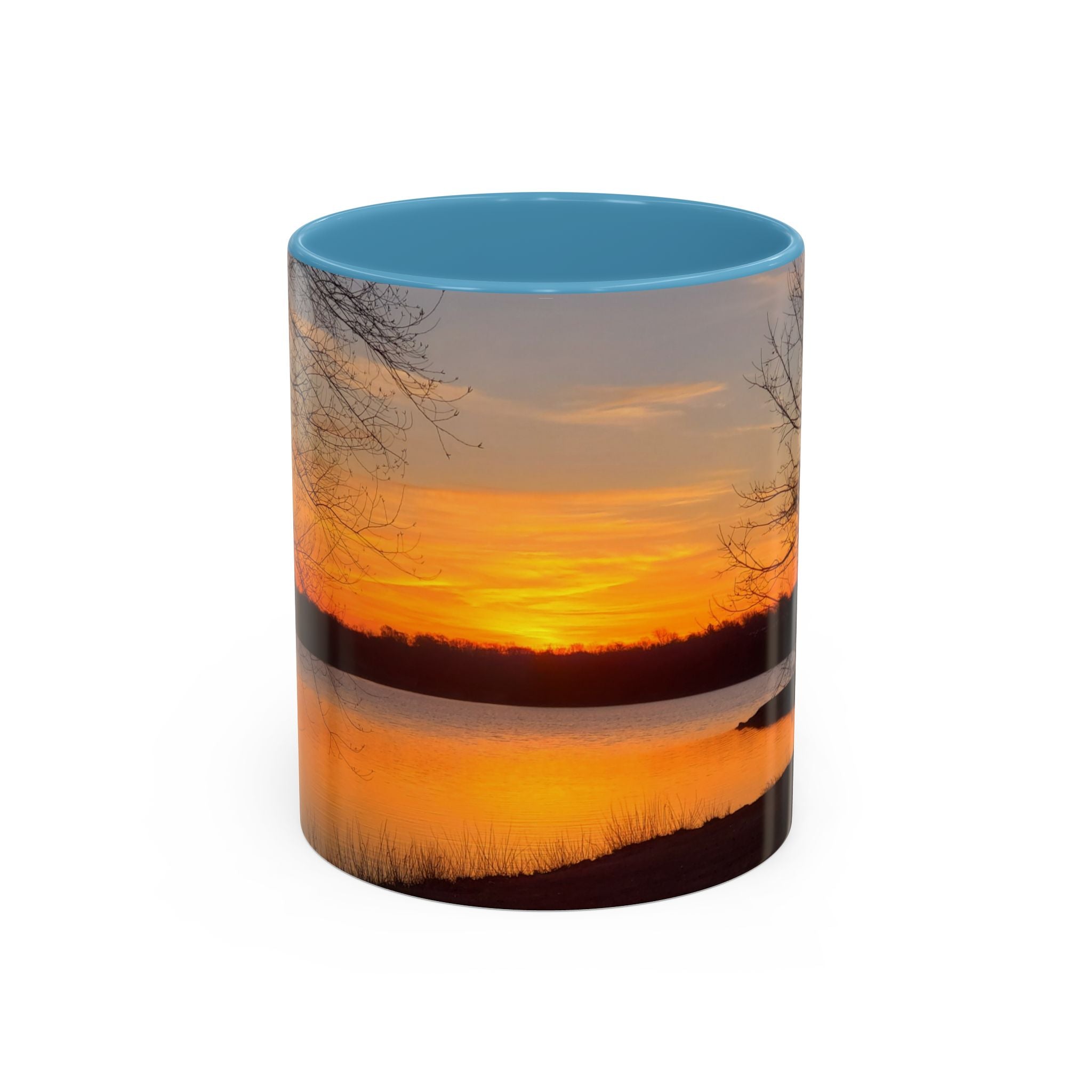 Sunrise Lake Accent Coffee Mug — Scenic Sunrise/Sunset Photography Mug