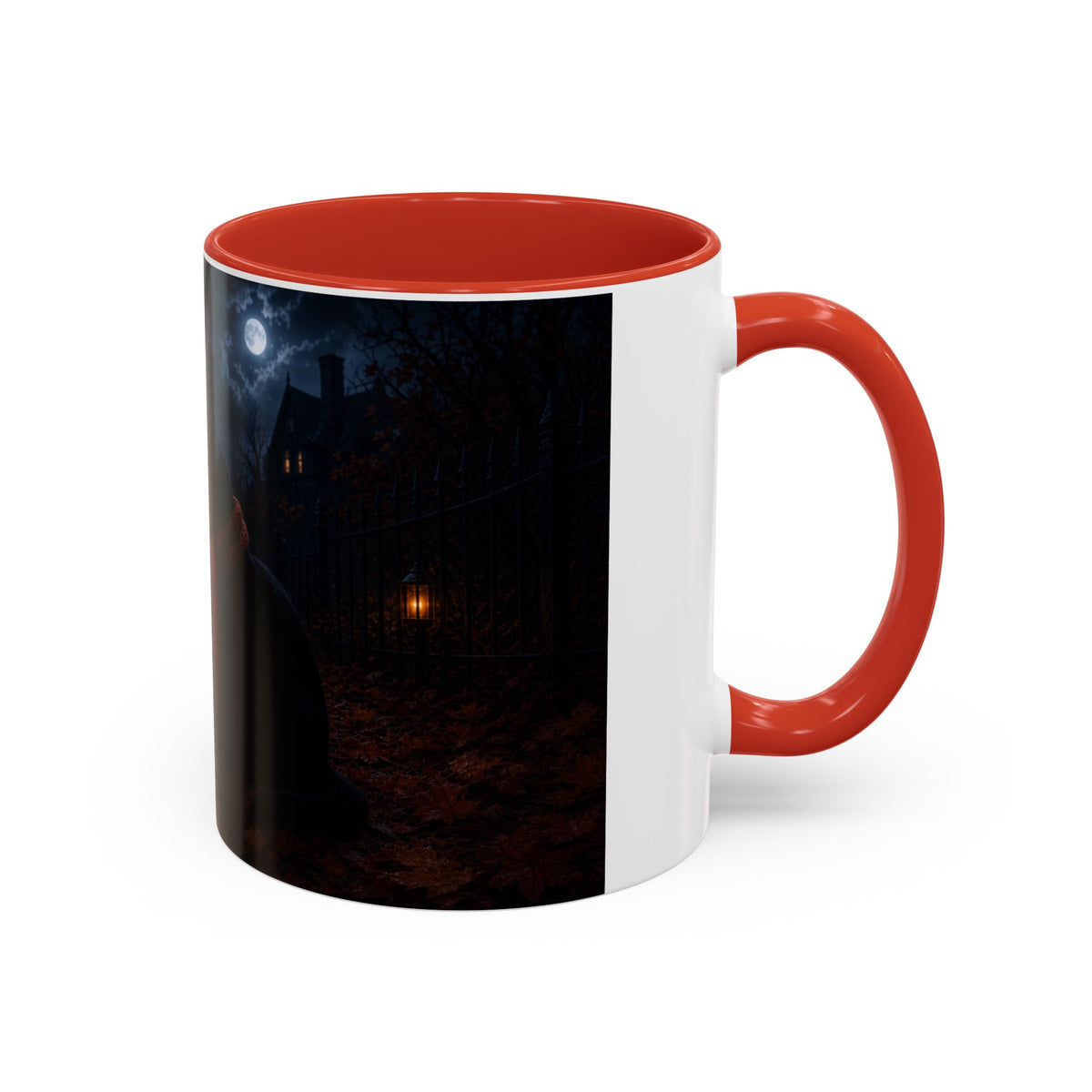 Halloween Black Cat Coffee Mug with Pumpkin Spice Jack-o’-Lanterns – Spooky Autumn Night Accent Mug